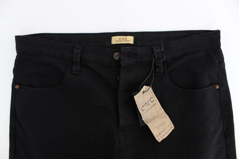 Black Straight Cotton Stretch Denim Jeans