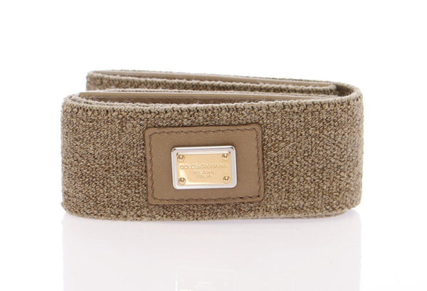 Beige Cotton Linen Logo Belt