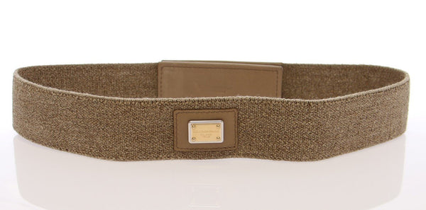 Beige Cotton Linen Logo Belt