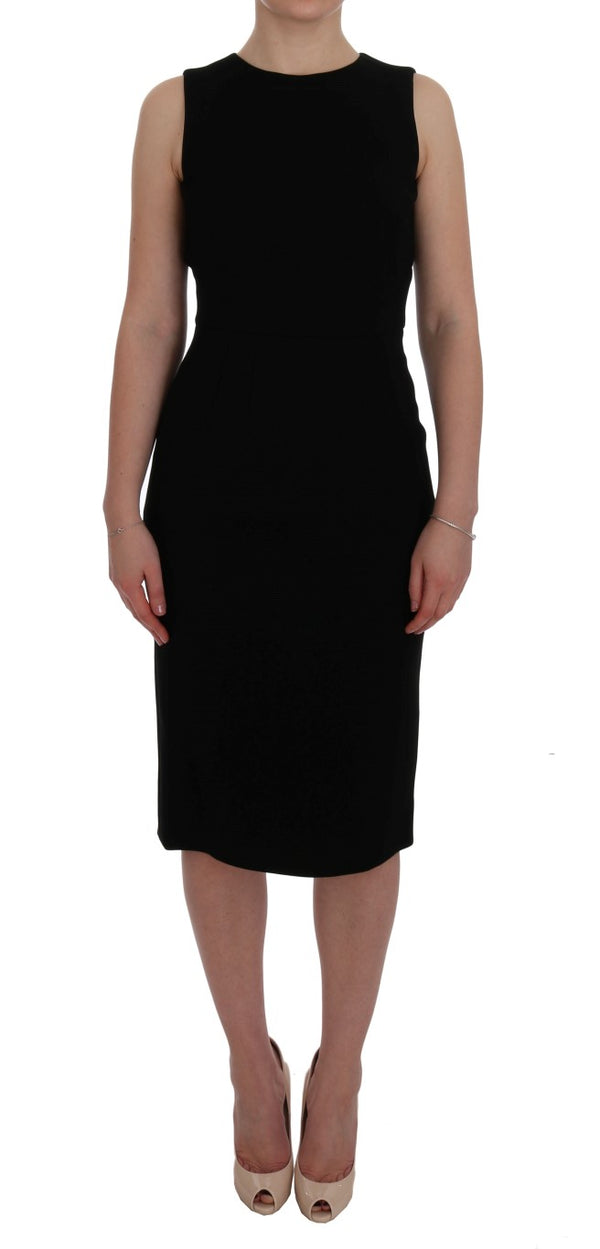 Black Stretch Crystal Sheath Dress