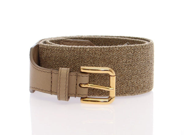 Beige Cotton Linen Logo Belt