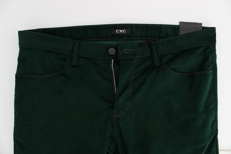 Green Corduroy Slim Fit Pants Jeans