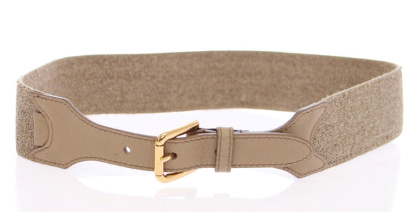 Beige Cotton Linen Logo Belt