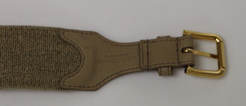 Beige Cotton Linen Logo Belt