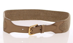Beige Cotton Linen Logo Belt