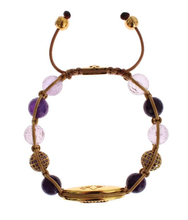 Clear CZ Amethyst Gold 925 Silver Bracelet