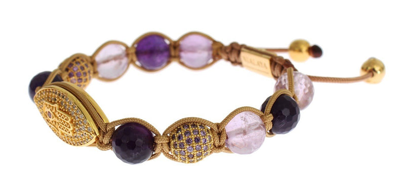 Clear CZ Amethyst Gold 925 Silver Bracelet