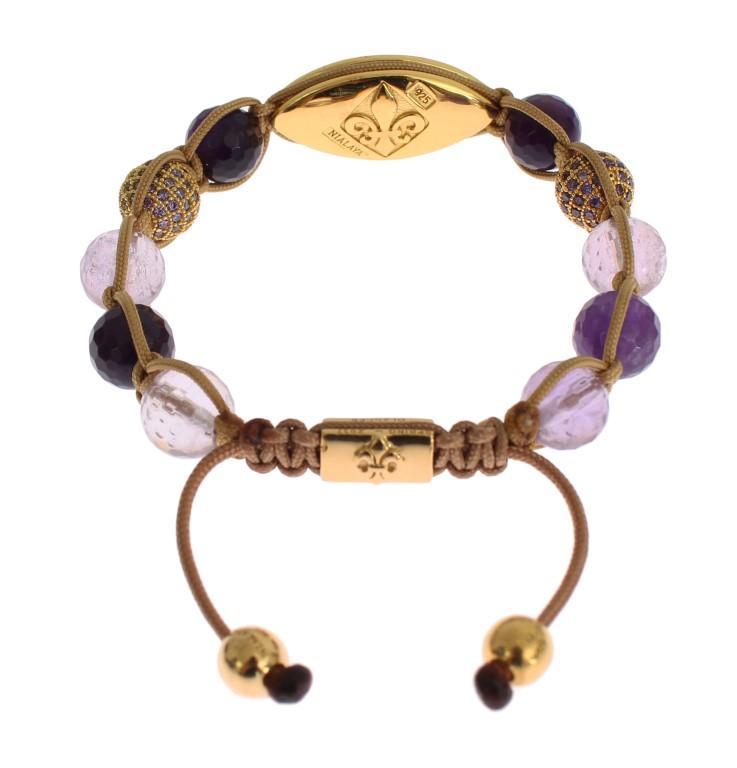 Clear CZ Amethyst Gold 925 Silver Bracelet