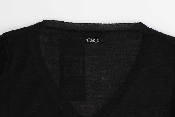 Black V-neck lightweight sweater