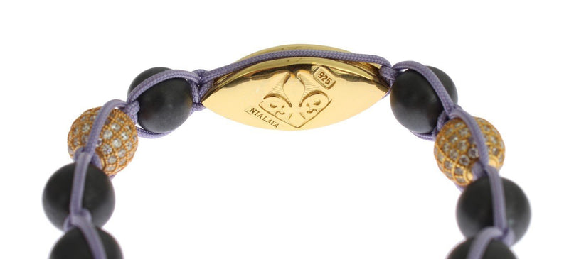 CZ Matte Onyx Gold 925 Silver Bracelet