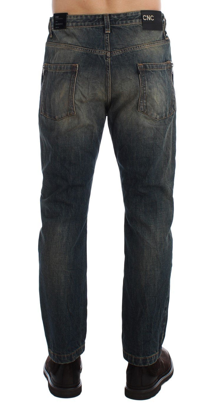 Blue Wash Chinos 50s Fit Cotton Jeans