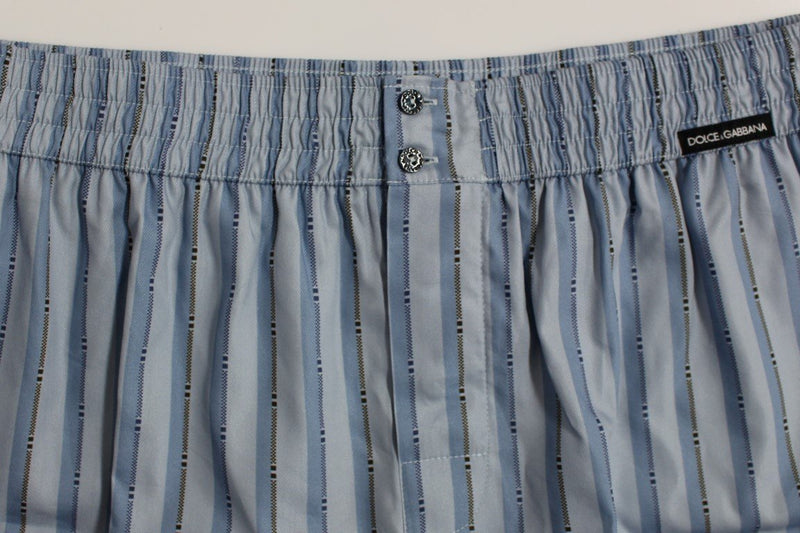 Blue Striped SILK Pajama Shorts Sleepwear