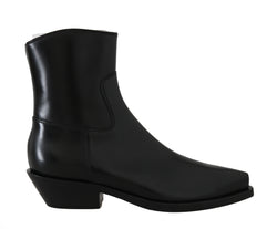 Black Leather Ankle Boots