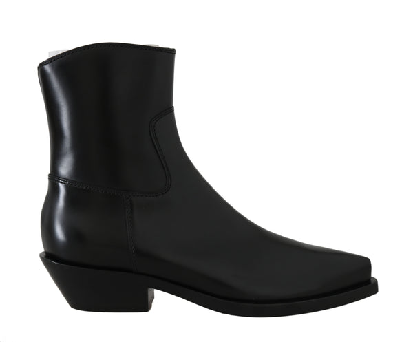 Black Leather Ankle Boots