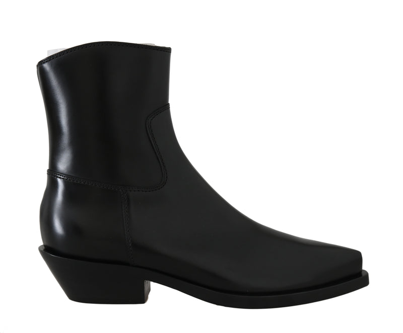 Black Leather Ankle Boots