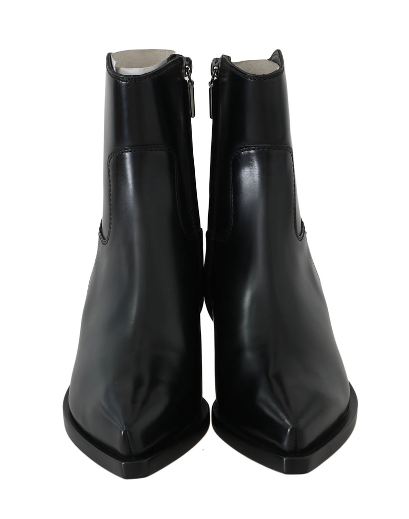 Black Leather Ankle Boots