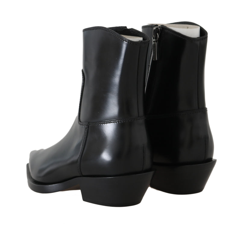 Black Leather Ankle Boots