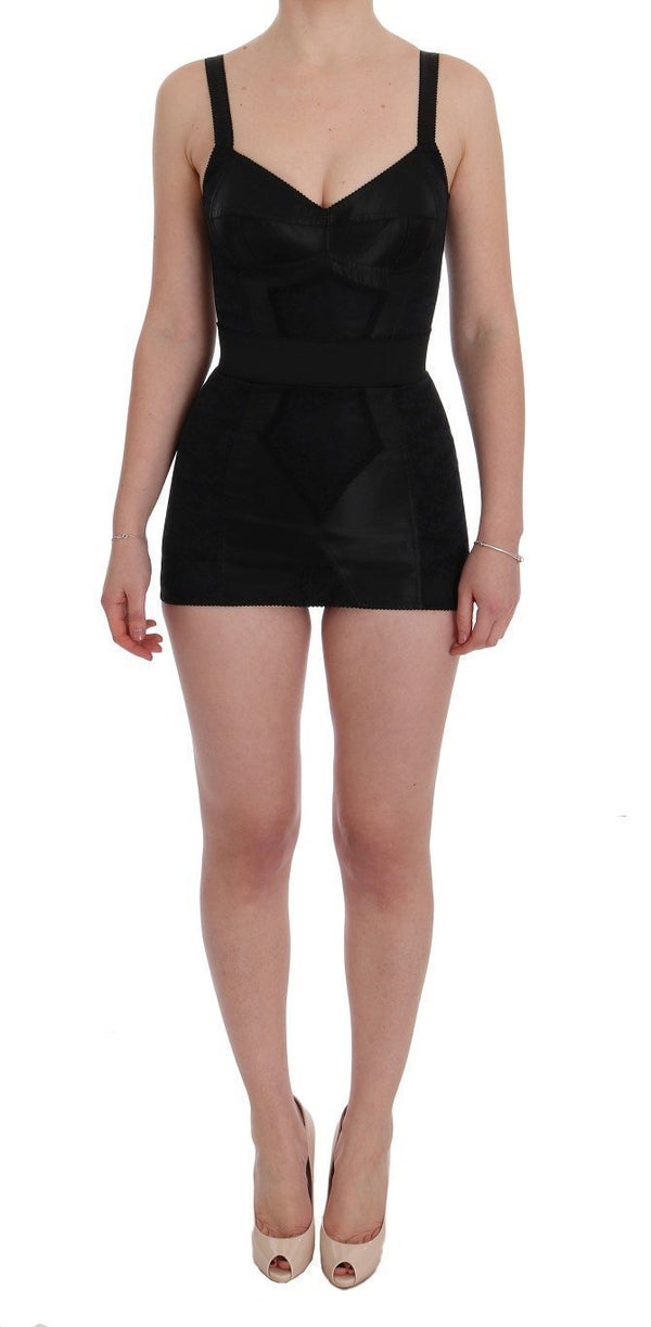 Black Floral Stretch Romper Bodysuit
