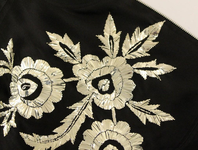 Black silk floral decorated jacket