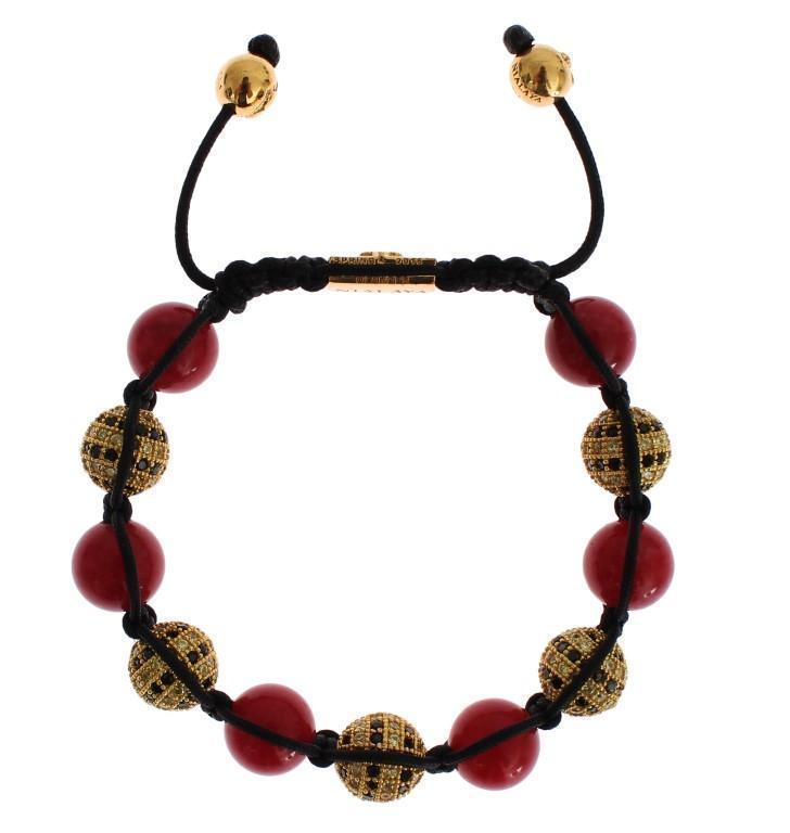 CZ Red Coral Gold 925 Silver Bracelet