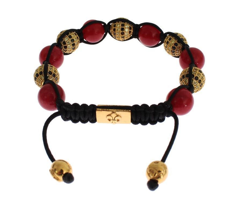 CZ Red Coral Gold 925 Silver Bracelet