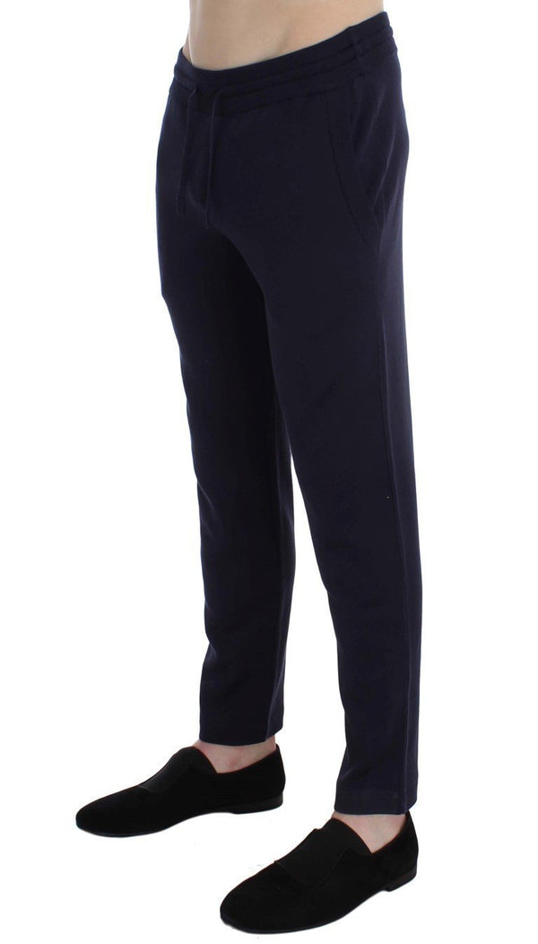 Blue Silk Mens Casual Training Sport Pants