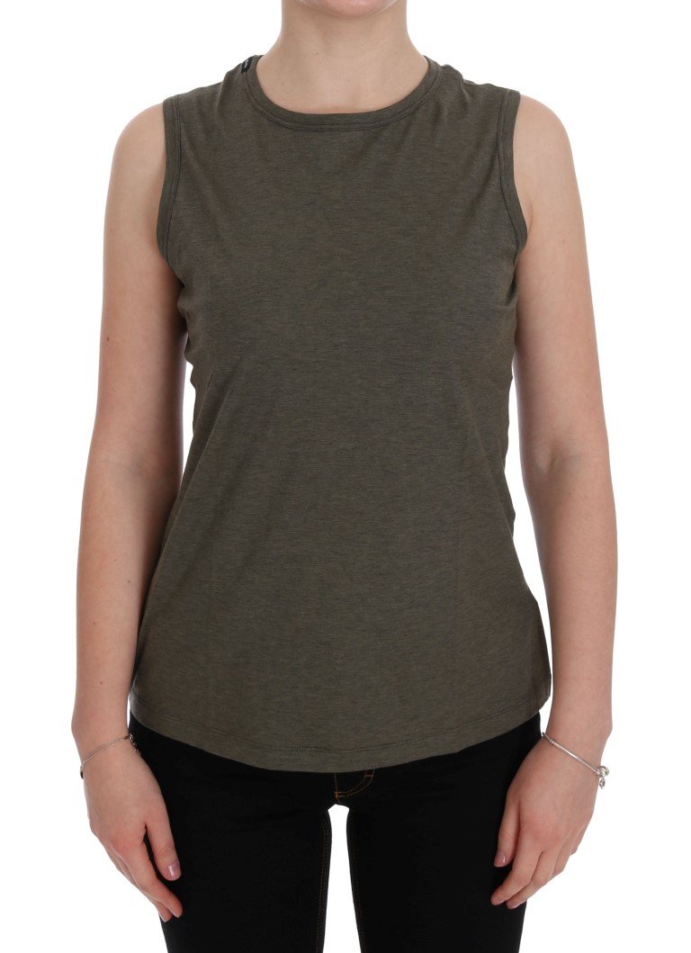 Green Cotton Crewneck Tank Top