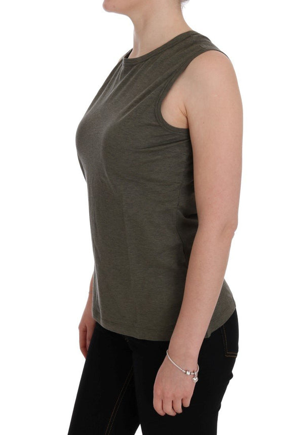 Green Cotton Crewneck Tank Top