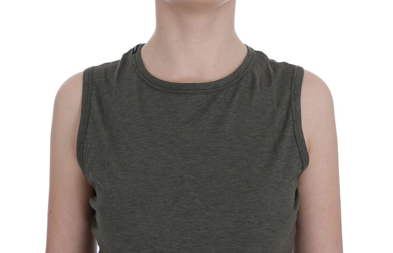 Green Cotton Crewneck Tank Top