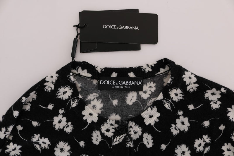 Black Cashmere Silk Floral Cardigan