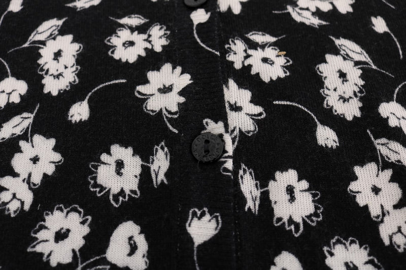 Black Cashmere Silk Floral Cardigan