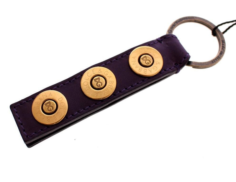 Purple Leather Metal Keychain Keyring