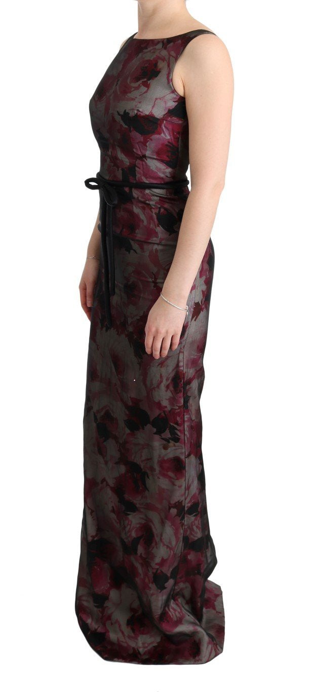 Roses Silk Stretch Sheath Long Dress