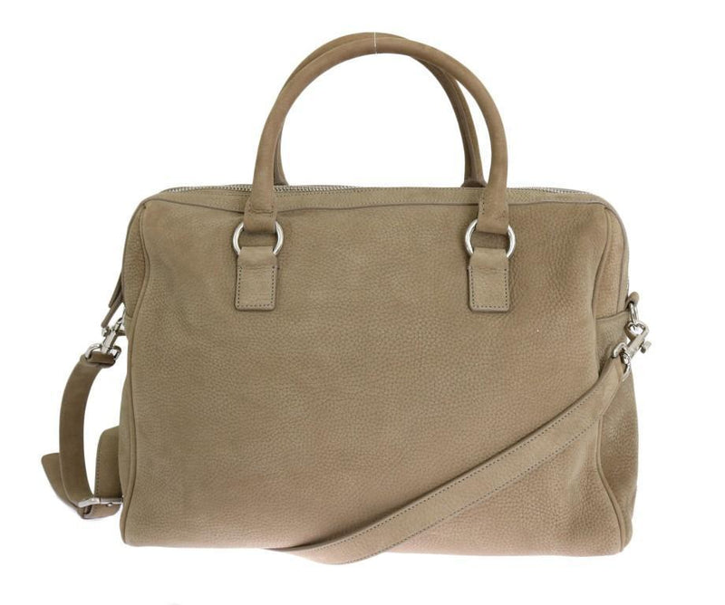 Beige Leather Hand Shoulder Travel Bag