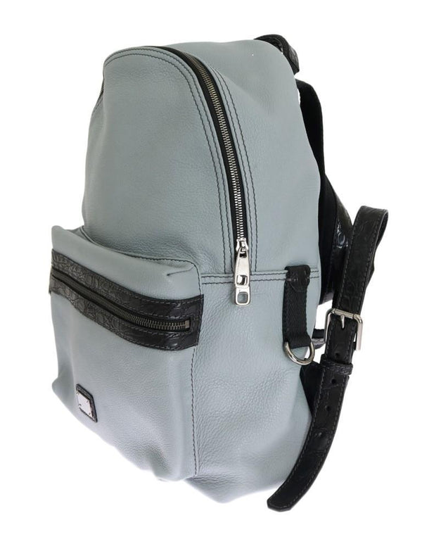 Gray Caiman Crocodile Leather Backpack