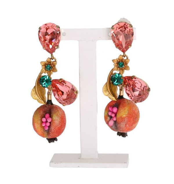 Gold Brass MELOGRANO Crystal Clip Earrings