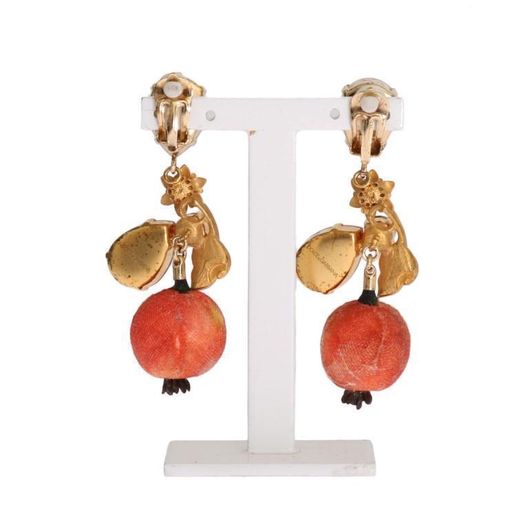 Gold Brass MELOGRANO Crystal Clip Earrings