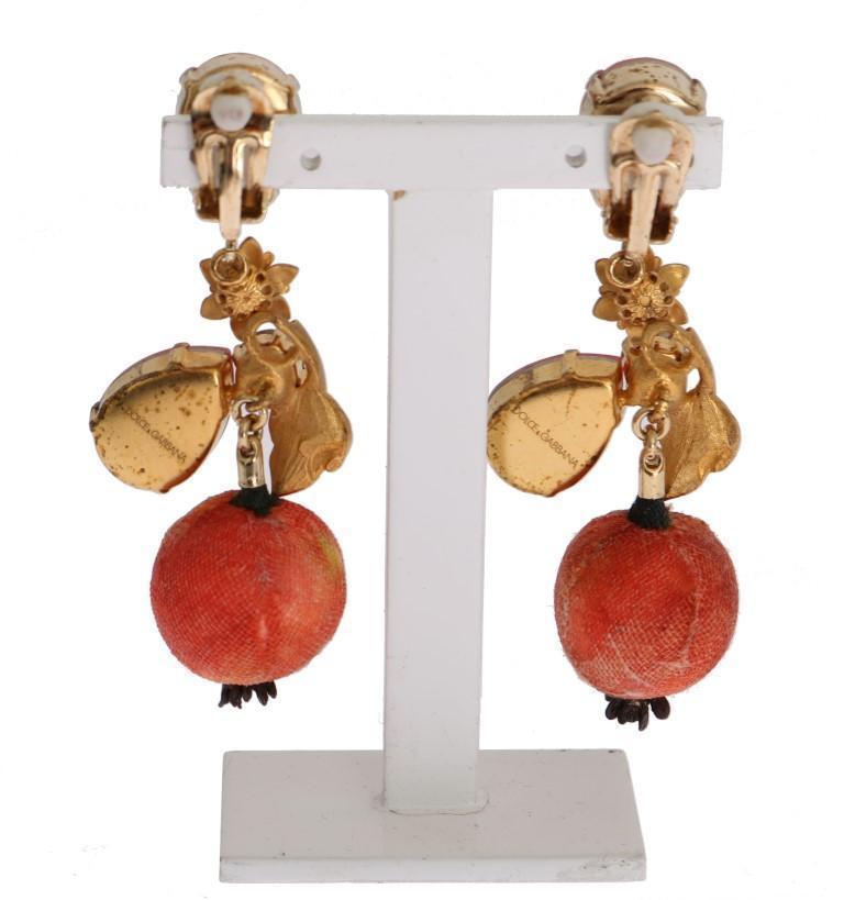 Gold Brass MELOGRANO Crystal Clip Earrings