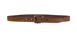 Brown Fur Leather Logo Belt