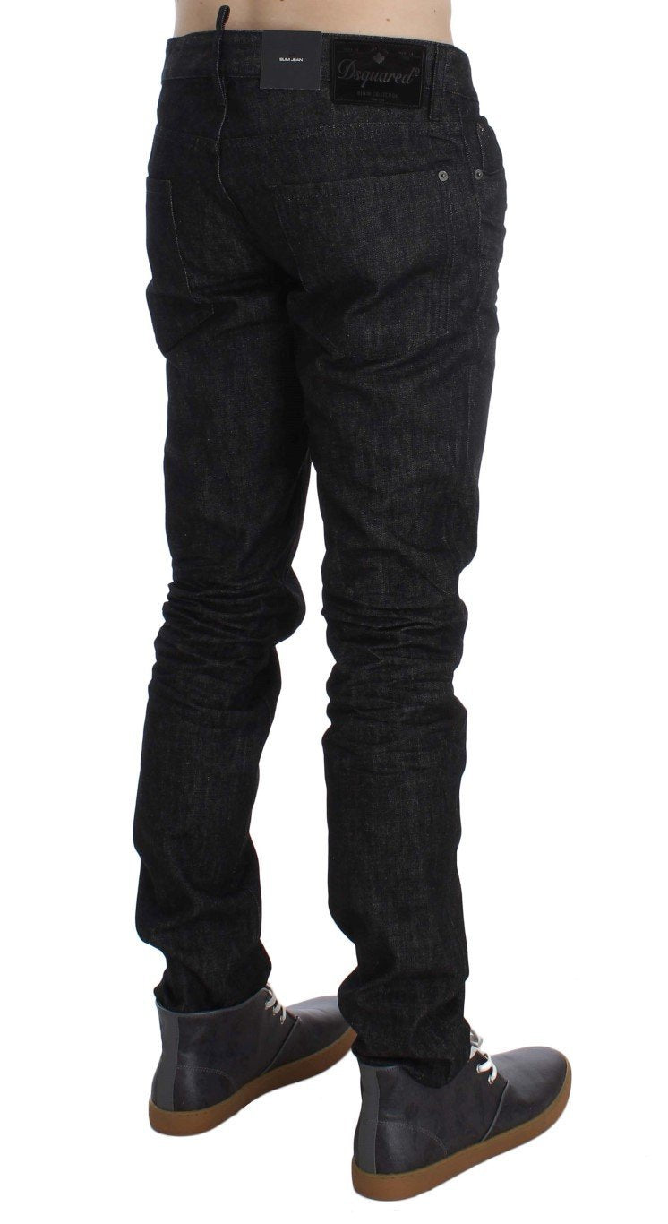 Black Cotton Stretch Denim Slim jeans