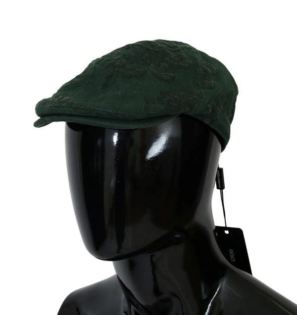 Green Brocade Cotton Newsboy Cap