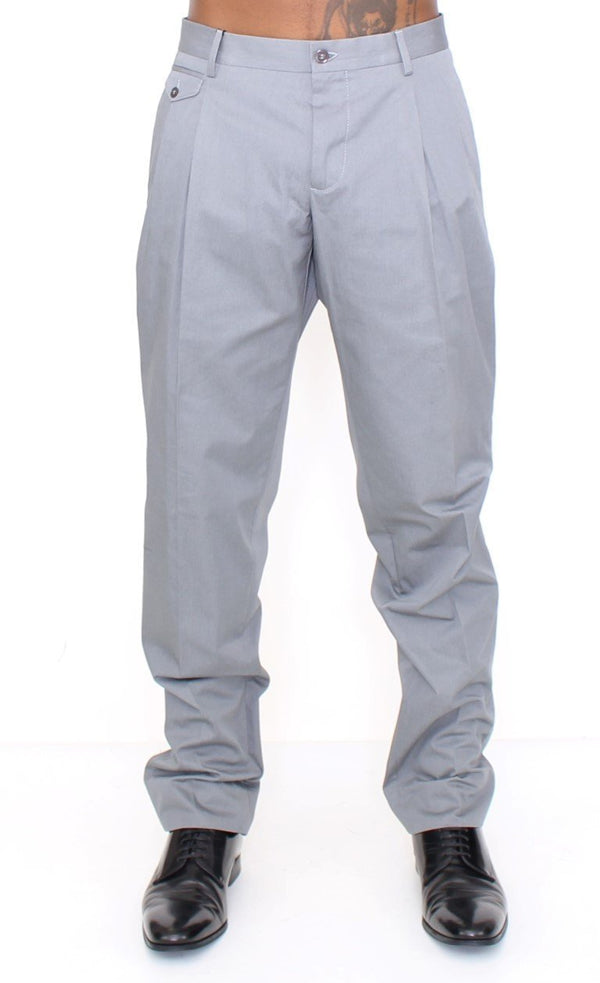 Gray Cotton Slim fit Pants Chinos