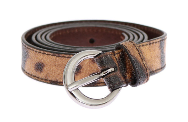 Brown Leopard Silver Buckle Belt