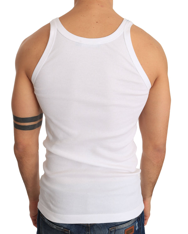 White Cotton Sleeveless Tank T-shirt Top