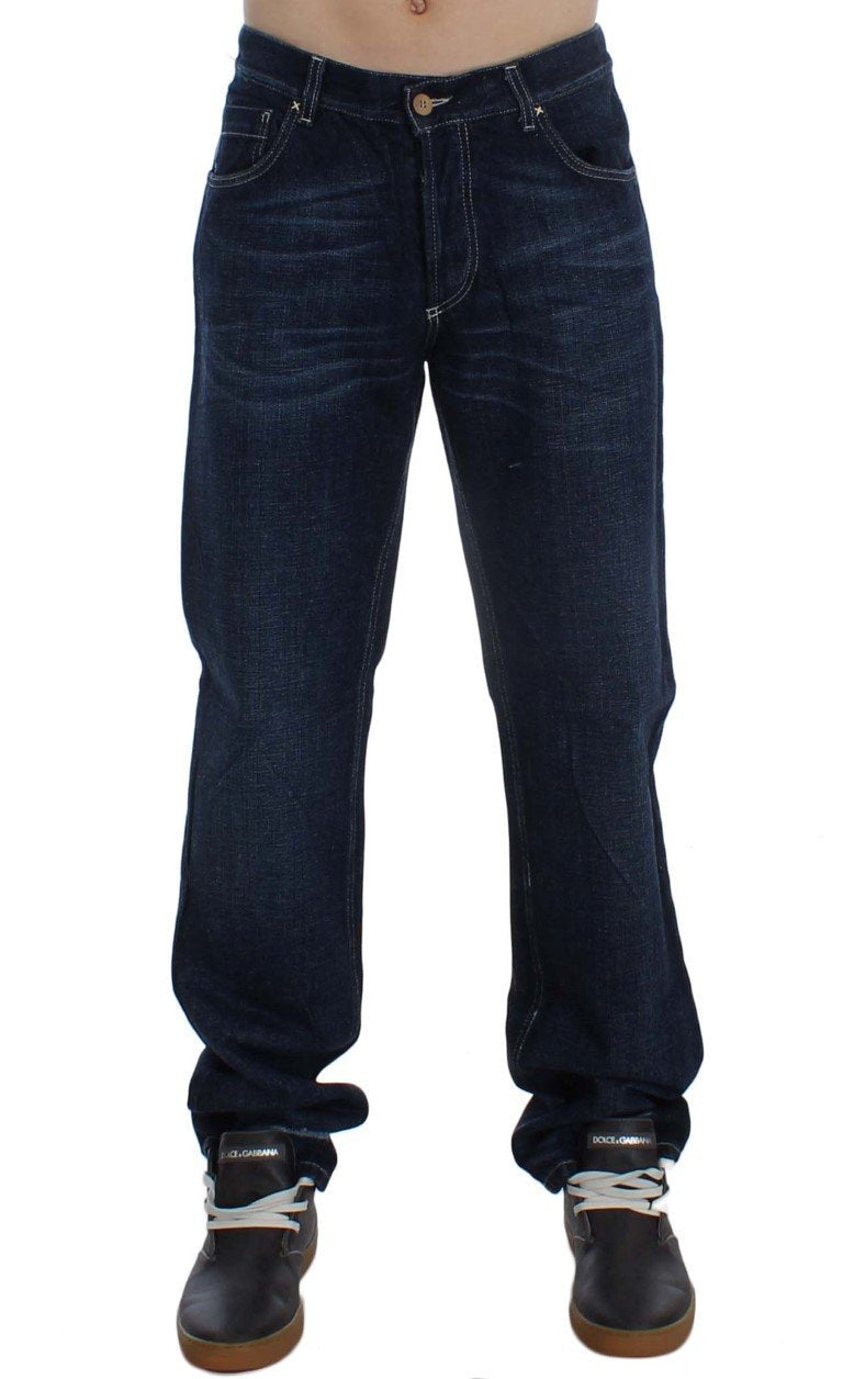 Blue Cotton Regular Fit Jeans