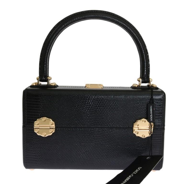 Black Leather Hand Cosmetic Bag