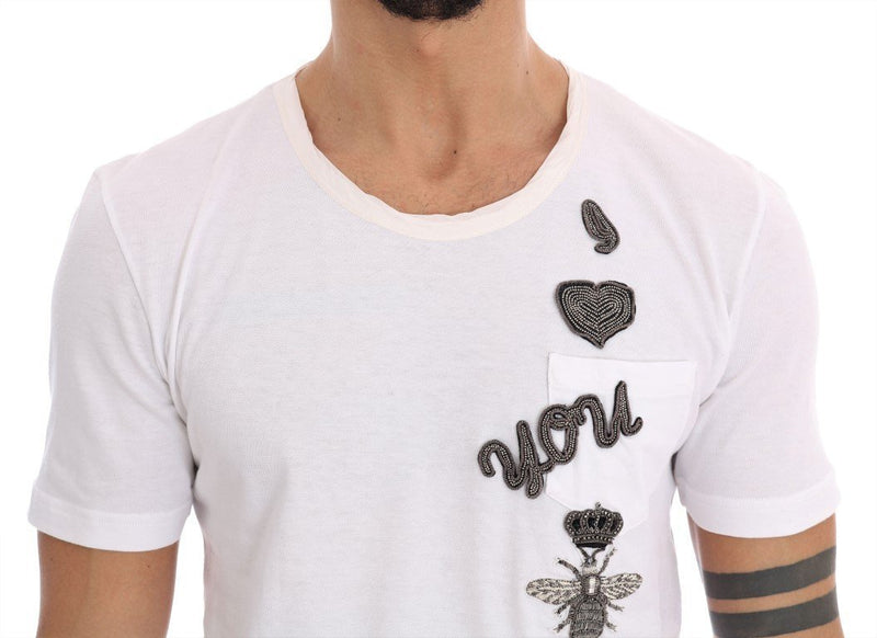 White Sequin Crown Bee T-Shirt