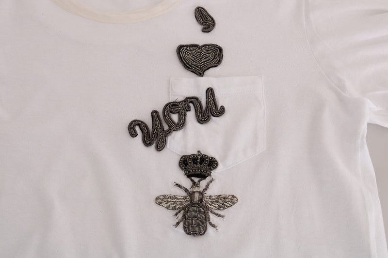 White Sequin Crown Bee T-Shirt