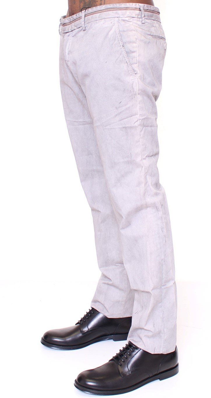 Gray Regular Fit Cotton Logo Casual Pants
