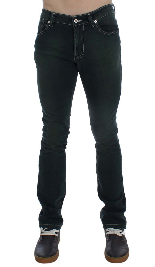 Green Stretch Cotton Slim Fit Jeans
